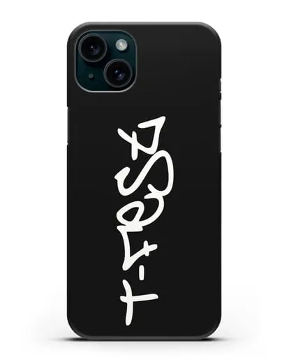 Чехол с надписью T-Fest силиконовый для iPhone 15 Plus