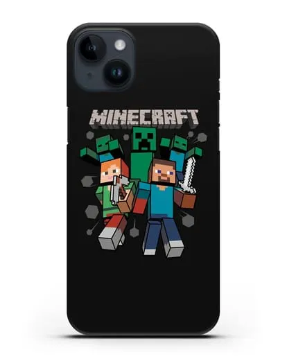 Чехол с рисунком Minecraft силиконовый для iPhone 14 Plus