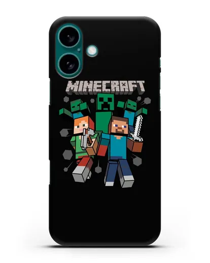 Чехол с рисунком Minecraft силиконовый для iPhone 16 Plus