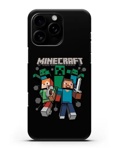 Чехол с рисунком Minecraft силиконовый для iPhone 16 Pro Max