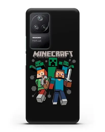 Чехол с рисунком Minecraft силиконовый для Xiaomi Poco F4