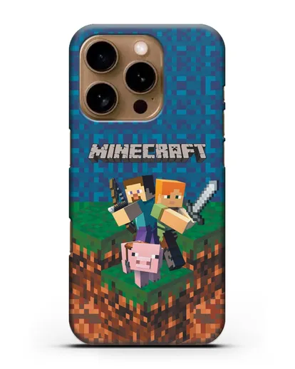 Чехол с картинкой Майнкрафт силиконовый для iPhone 16 Pro
