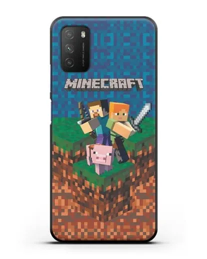 Чехол с картинкой Майнкрафт силиконовый для Xiaomi Poco M3