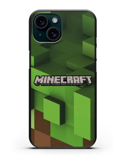 Чехол с изображением Minecraft силиконовый для iPhone 15