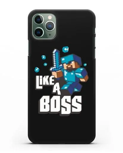 Чехол Minecraft с надписью Like A Boss силиконовый для iPhone 11 Pro