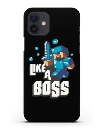 Чехол Minecraft с надписью Like A Boss силиконовый для iPhone 12
