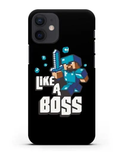 Чехол Minecraft с надписью Like A Boss силиконовый для iPhone 12 mini