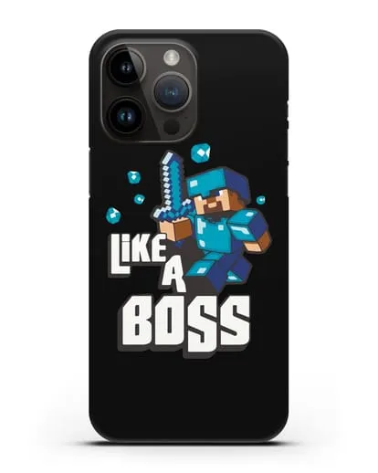 Чехол Minecraft с надписью Like A Boss силиконовый для iPhone 14 Pro Max