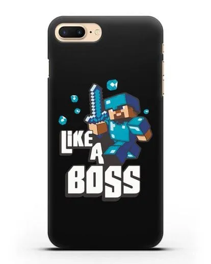 Чехол Minecraft с надписью Like A Boss силиконовый для iPhone 8 Plus