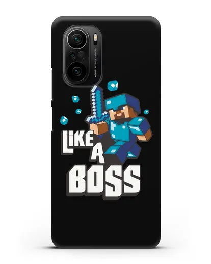 Чехол Minecraft с надписью Like A Boss силиконовый для Xiaomi Poco F3