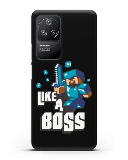 Чехол Minecraft с надписью Like A Boss силиконовый для Xiaomi Poco F4