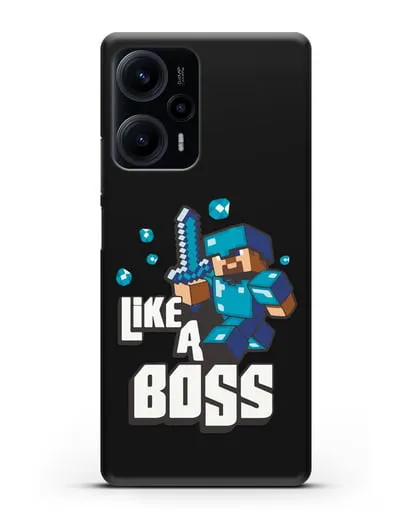 Чехол Minecraft с надписью Like A Boss силиконовый для Xiaomi Poco F5