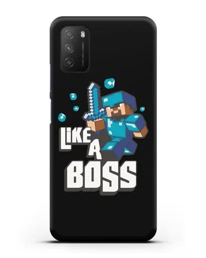 Чехол Minecraft с надписью Like A Boss силиконовый для Xiaomi Poco M3