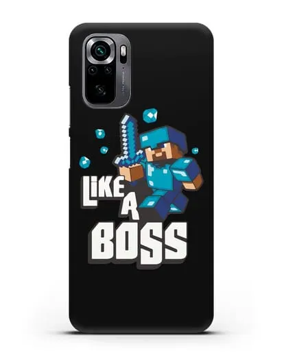 Чехол Minecraft с надписью Like A Boss силиконовый для Xiaomi Poco M5s