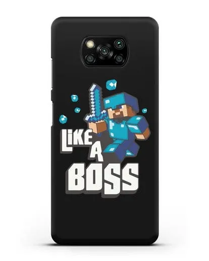 Чехол Minecraft с надписью Like A Boss силиконовый для Xiaomi Poco X3