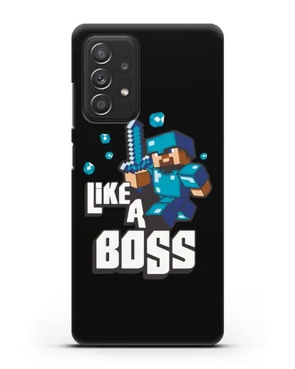 Чехол Minecraft с надписью Like A Boss силиконовый для Samsung Galaxy A53
