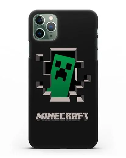 Чехол с крипером и надписью Minecraft силиконовый для iPhone 11 Pro Max