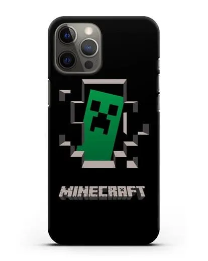 Чехол с крипером и надписью Minecraft силиконовый для iPhone 12 Pro Max