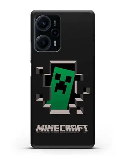 Чехол с крипером и надписью Minecraft силиконовый для Xiaomi Poco F5