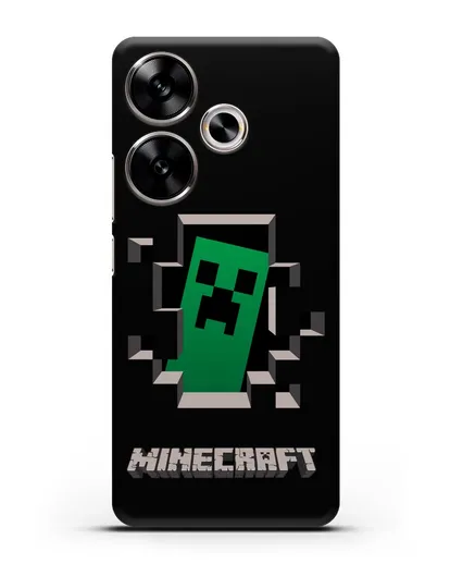 Чехол с крипером и надписью Minecraft силиконовый для Xiaomi Poco F6