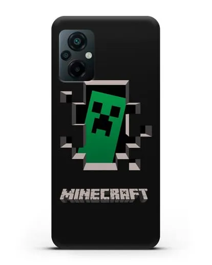 Чехол с крипером и надписью Minecraft силиконовый для Xiaomi Poco M5