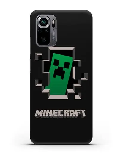 Чехол с крипером и надписью Minecraft силиконовый для Xiaomi Poco M5s
