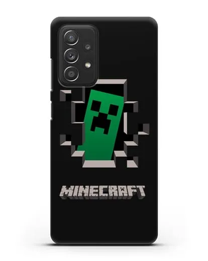 Чехол с крипером и надписью Minecraft силиконовый для Samsung Galaxy A53