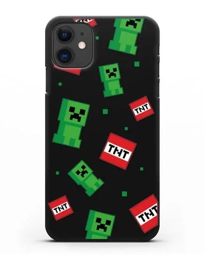 Чехол с криперами и динамитом силиконовый для iPhone 11