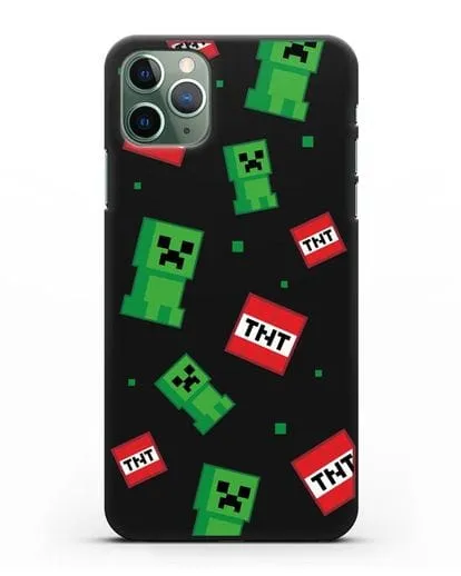 Чехол с криперами и динамитом силиконовый для iPhone 11 Pro