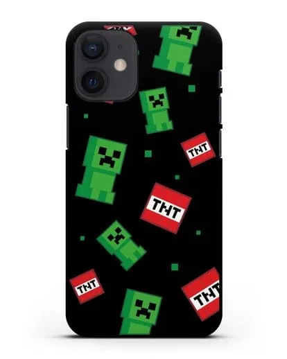 Чехол с криперами и динамитом силиконовый для iPhone 12 mini