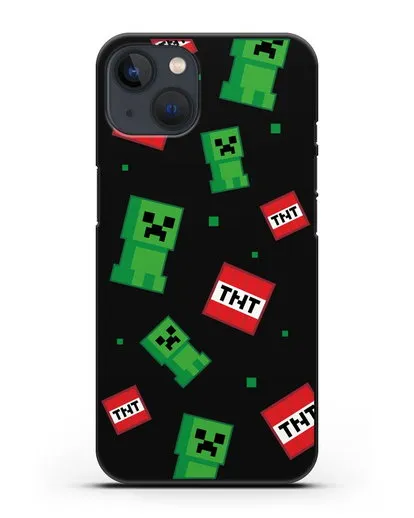 Чехол с криперами и динамитом силиконовый для iPhone 13 Mini