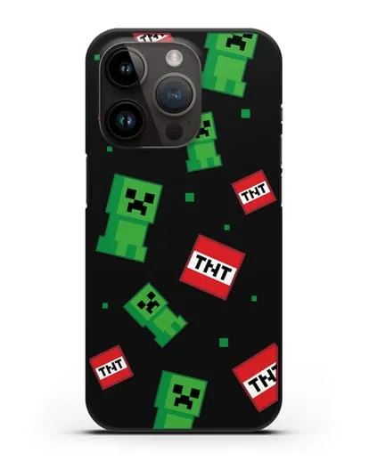 Чехол с криперами и динамитом силиконовый для iPhone 14 Pro