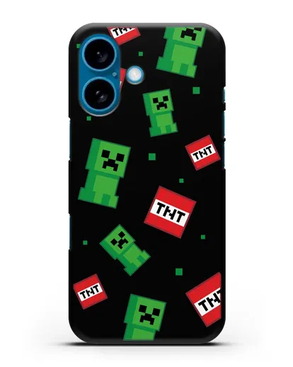 Чехол с криперами и динамитом силиконовый для iPhone 16