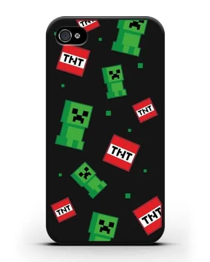 Чехол с криперами и динамитом силиконовый для iPhone 4/4s