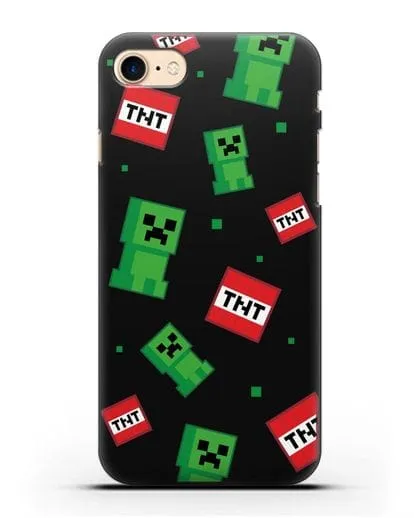 Чехол с криперами и динамитом силиконовый для iPhone 8