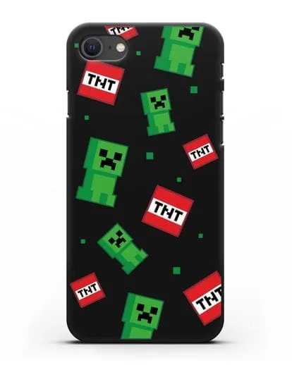 Чехол с криперами и динамитом силиконовый для iPhone SE 2020