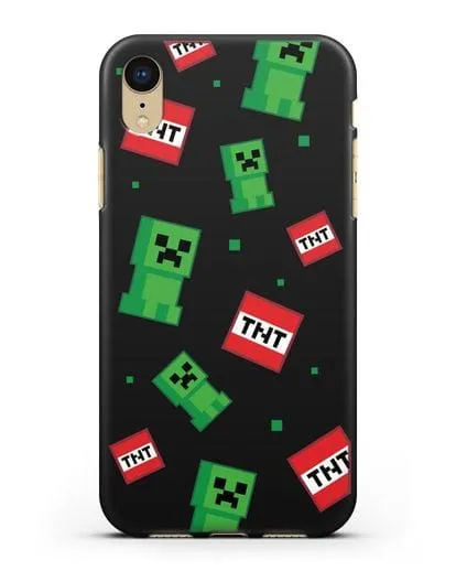 Чехол с криперами и динамитом силиконовый для iPhone XR