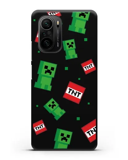 Чехол с криперами и динамитом силиконовый для Xiaomi Poco F3