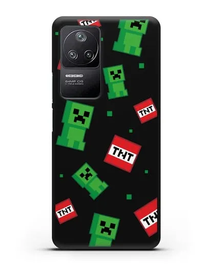 Чехол с криперами и динамитом силиконовый для Xiaomi Poco F4