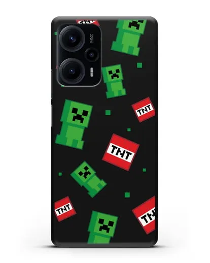 Чехол с криперами и динамитом силиконовый для Xiaomi Poco F5