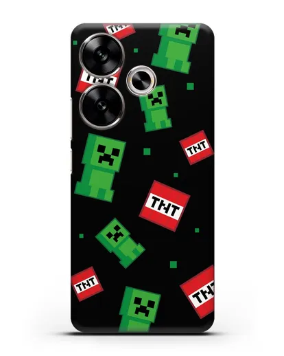 Чехол с криперами и динамитом силиконовый для Xiaomi Poco F6