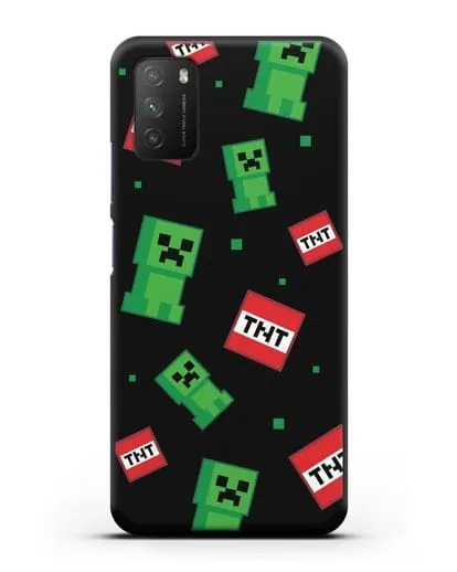 Чехол с криперами и динамитом силиконовый для Xiaomi Poco M3