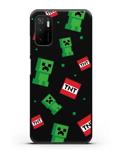 Чехол с криперами и динамитом силиконовый для Xiaomi Poco M3 Pro