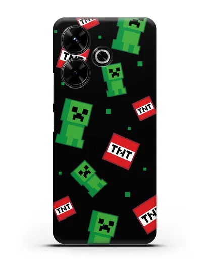 Чехол с криперами и динамитом силиконовый для Xiaomi Poco M6