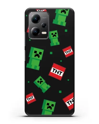 Чехол с криперами и динамитом силиконовый для Xiaomi Poco X5