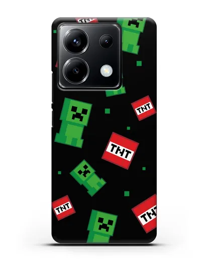 Чехол с криперами и динамитом силиконовый для Xiaomi Poco X6