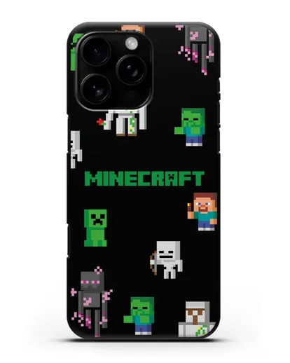 Чехол со стикерами Майнкрафт силиконовый для iPhone 16 Pro Max