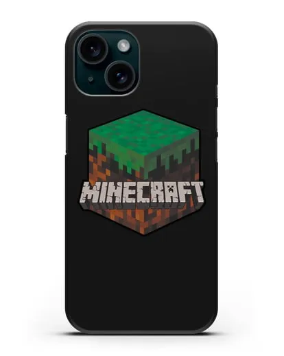 Чехол с логотипом Minecraft силиконовый для iPhone 15