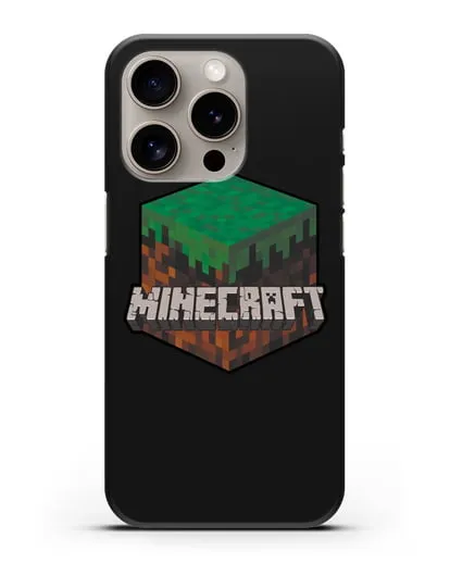Чехол с логотипом Minecraft силиконовый для iPhone 15 Pro