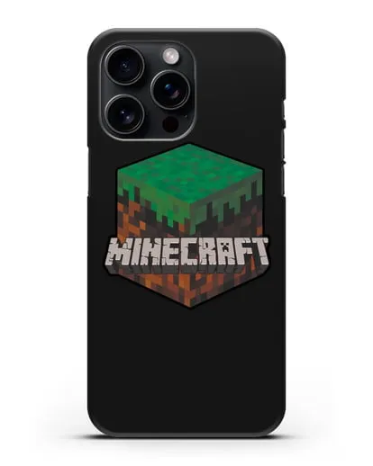 Чехол с логотипом Minecraft силиконовый для iPhone 15 Pro Max